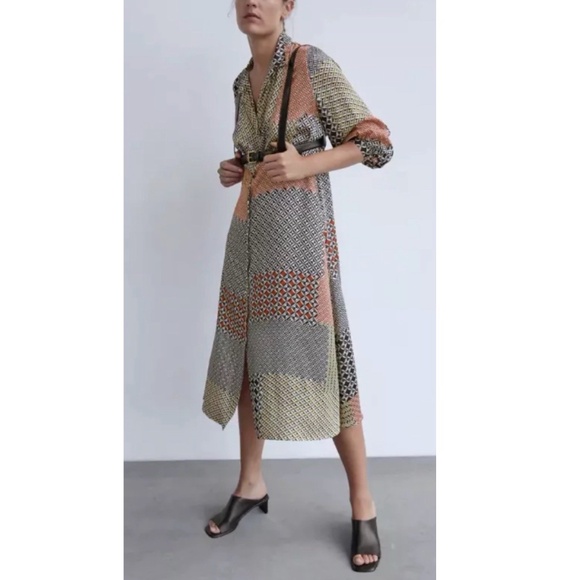 NWT Zara Geometric Patterned Dress - Picture 1 of 4